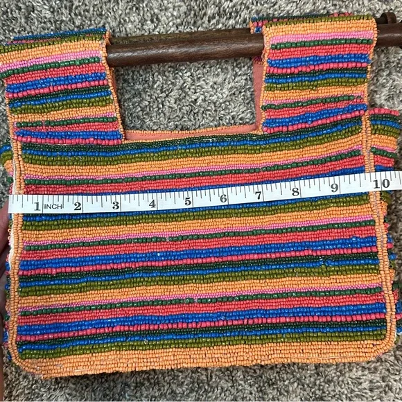 ANTONIO MELANI Beaded Tote w/ Bamboo Handles NWOT - Picture 11 of 12